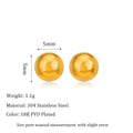 Minimalist round ball stud earrings in gold and silver finishes, showing different size options on a plain background.
