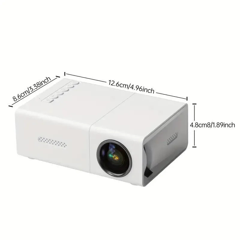 M100 mini LED home projector in black or white with remote control and 100-inch projection capability