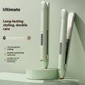 LCD screen hair straightener with ceramic plates in almond white colour showing temperature display