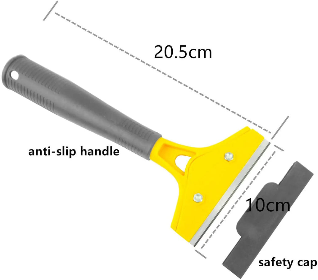 Plastic car film smoothing tool kit with squeegee and trimming knife for window tint and vinyl wrap application.