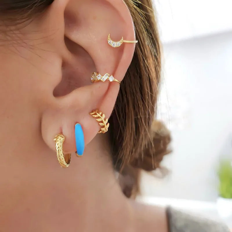 Geometric U-shaped epoxy resin earrings with a drip oil texture in multiple colour options.