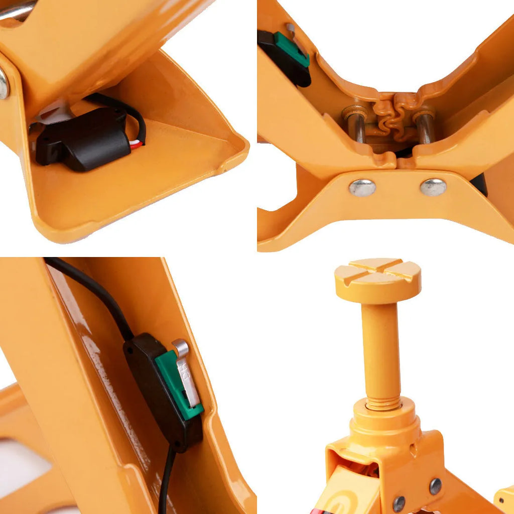 Yellow steel car electric jack set with electric wrench for vehicle tyre changes and maintenance