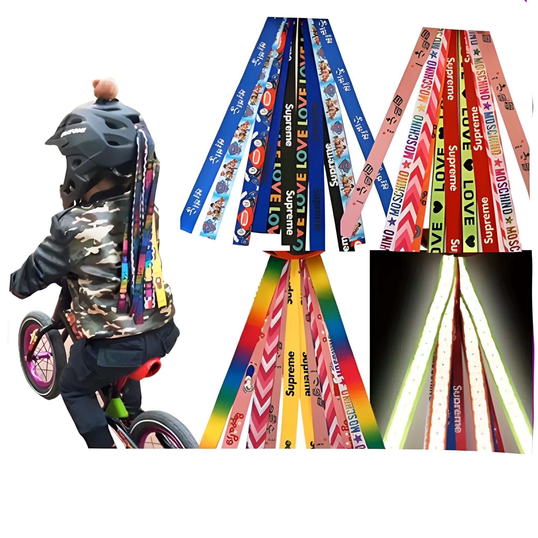 Children's helmet decorative streamer ribbon for roller skating and balance bike helmets in apricot colour