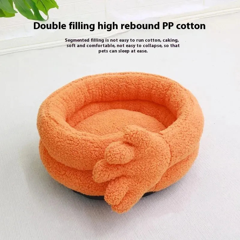 Yellow plush pet kennel mattress measuring 48x20 cm with removable pillow cushion