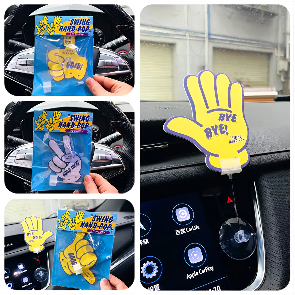 Cartoon swing hand car aromatic pendant with dynamic swing mechanism in various colours
