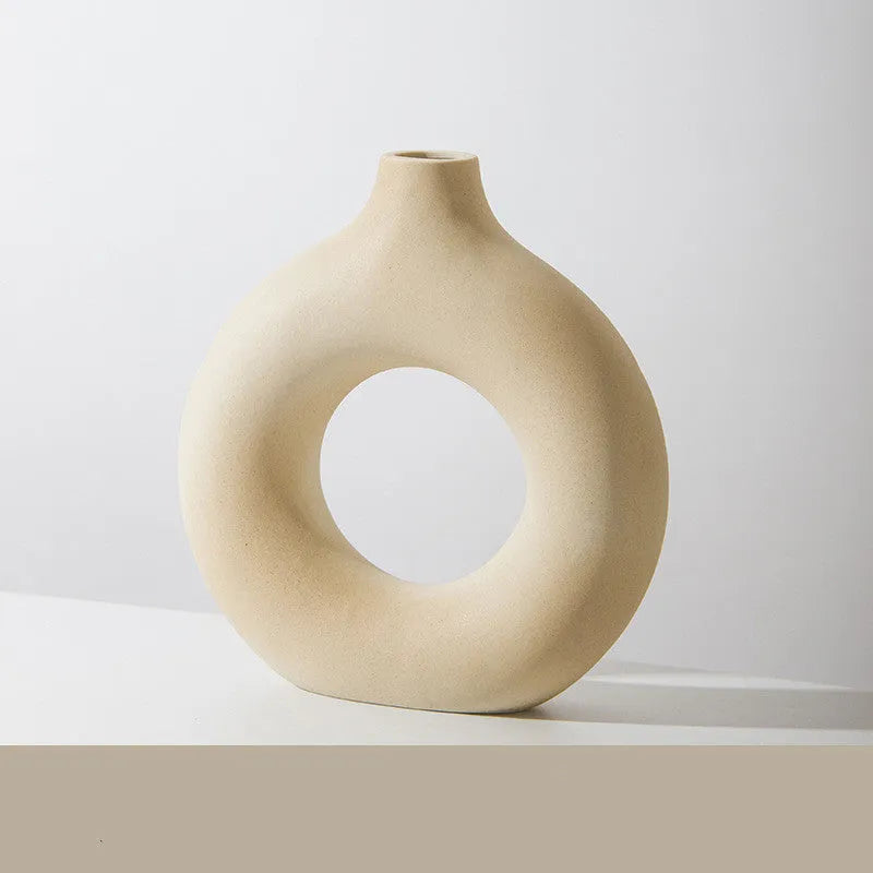 Frosted particle porcelain biscuit vase in neutral colour for floral arrangements