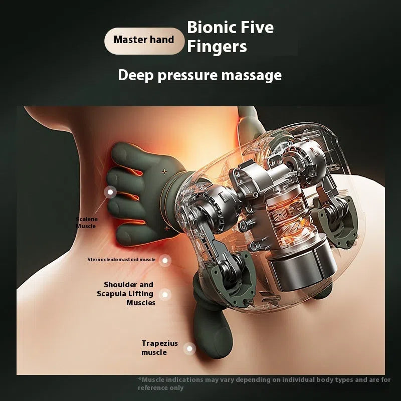 N7 moss green hand-held massager for shoulder, cervical, and oblique muscles, USB powered with charging cable