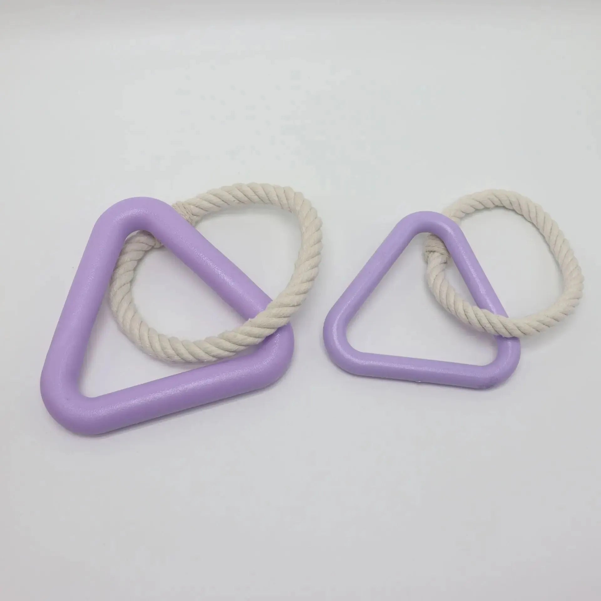 Large triangular dog tug toy made from braided cotton rope in a choice of colours.