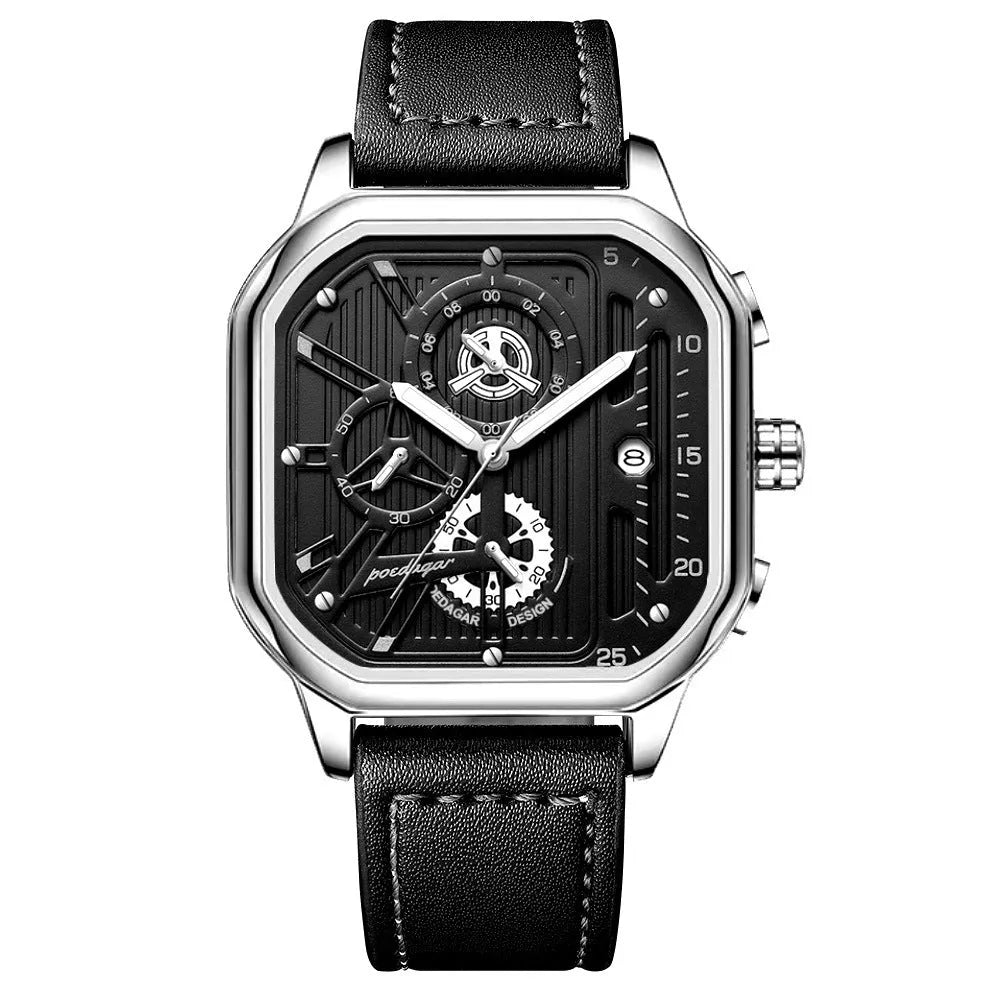 Men's multifunctional quartz watch with belt-style bracelet, 8mm thickness, sports design