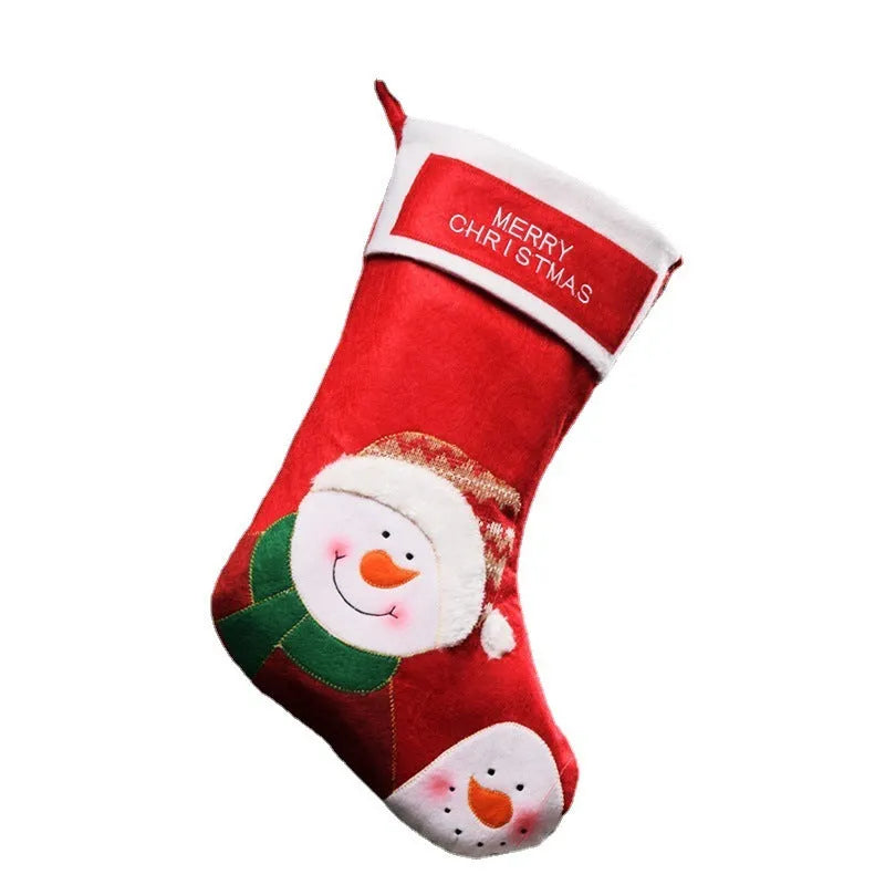 Non-woven fabric Christmas stocking decoration with elk, old man, or snowman design