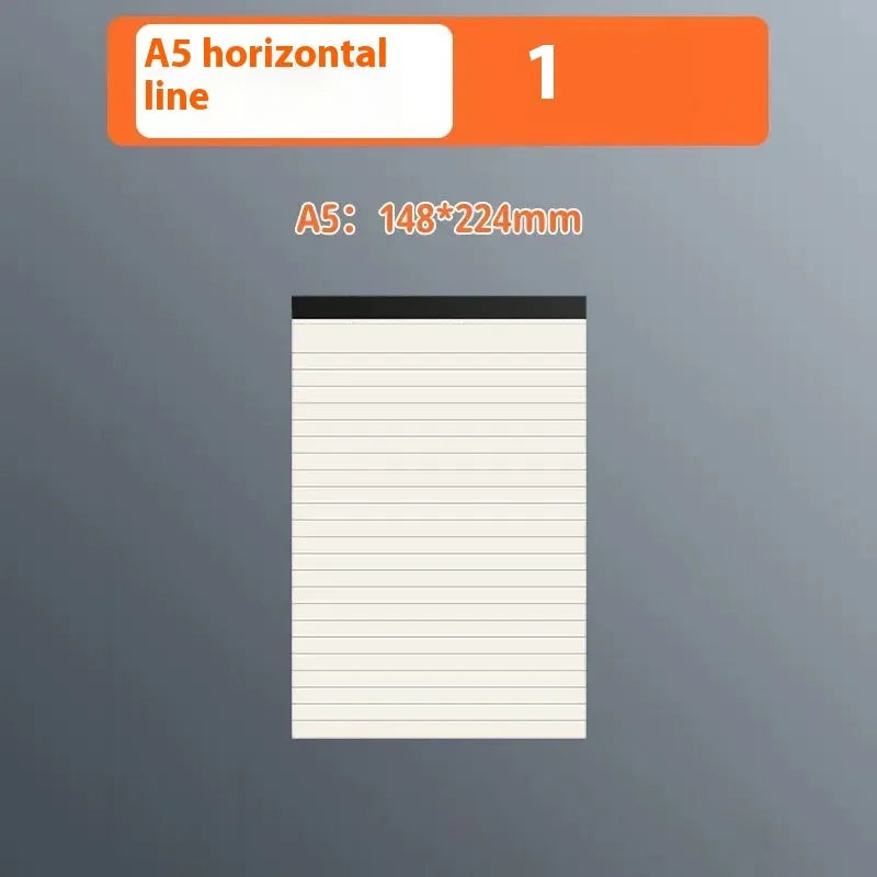 A5 and B5 writing pads notebook with tear-away pages in grid, lined, and blank paper styles.