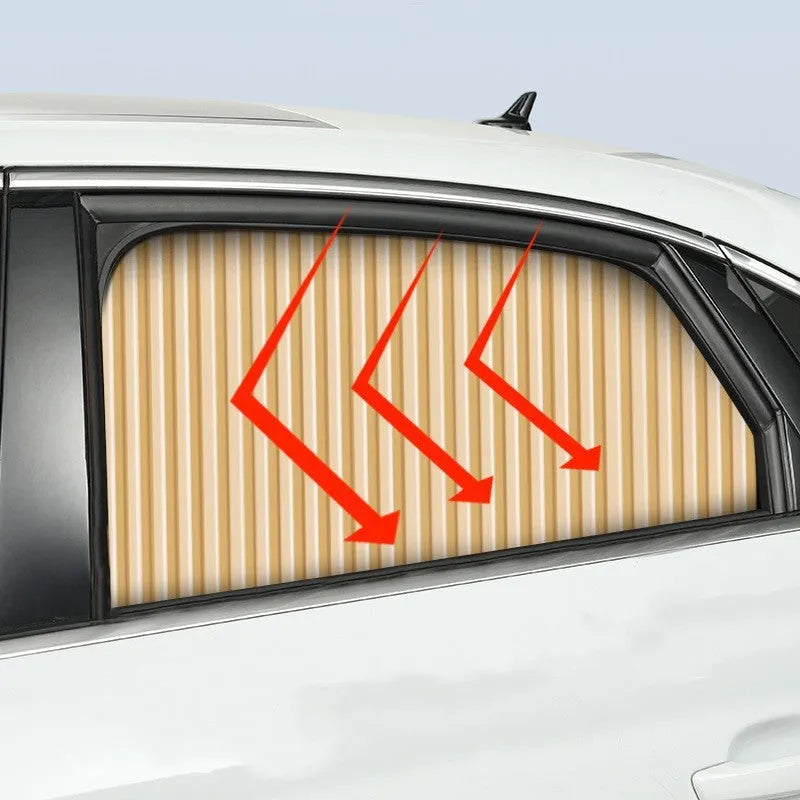 Auto retractable roller shutter car sun curtain in black, gold, or silver for window sun protection