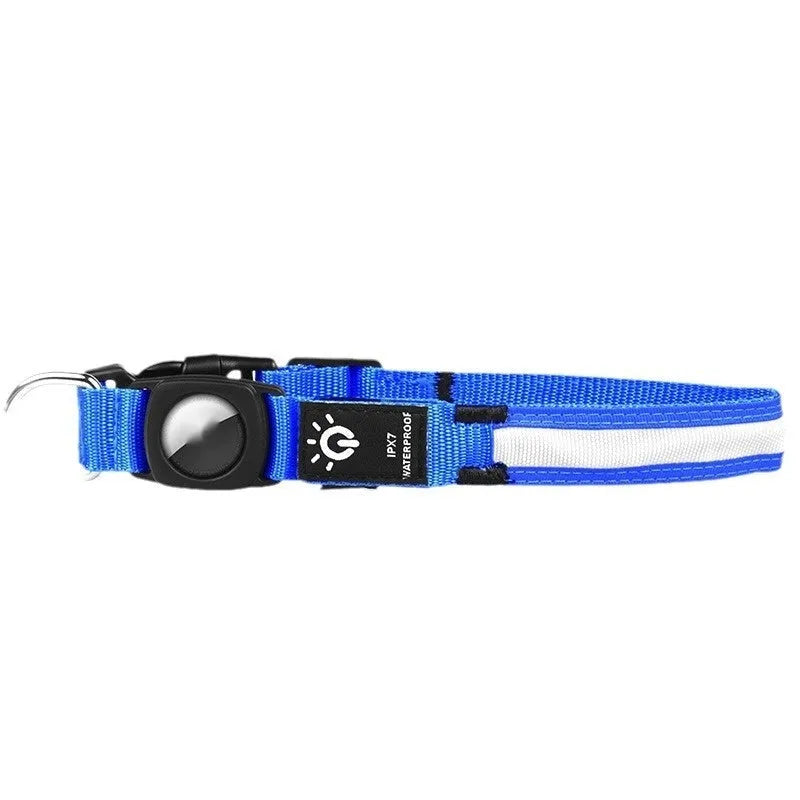 Waterproof LED pet luminous collar with nylon battery box for dogs and cats, available in multiple colours and sizes S M L