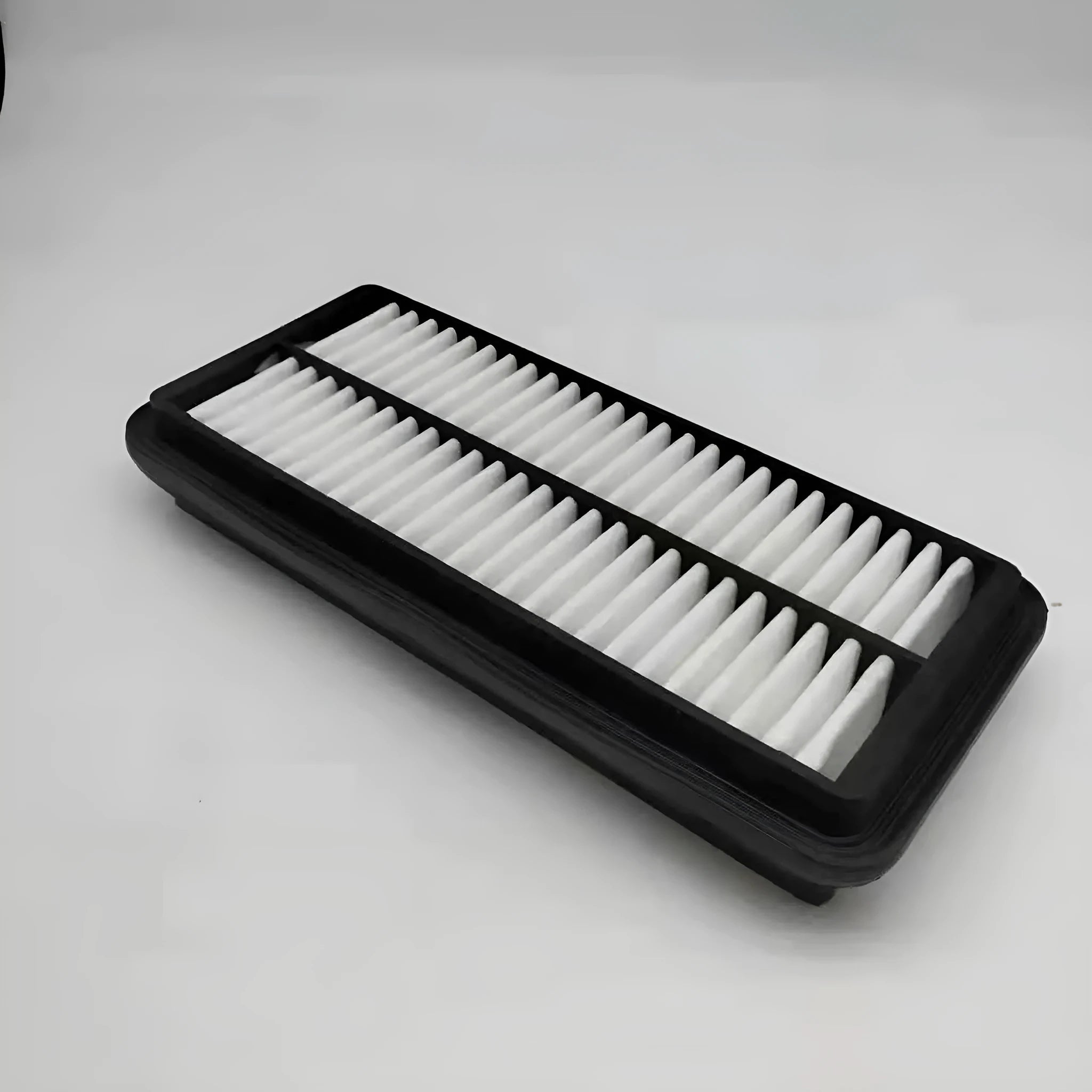 Black car air filter measuring 256mm x 113mm x 40mm for Hyundai compatible vehicles