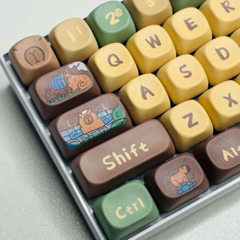 Capabala MOA girl themed 130-piece ABS mechanical keyboard keycap set laid out.