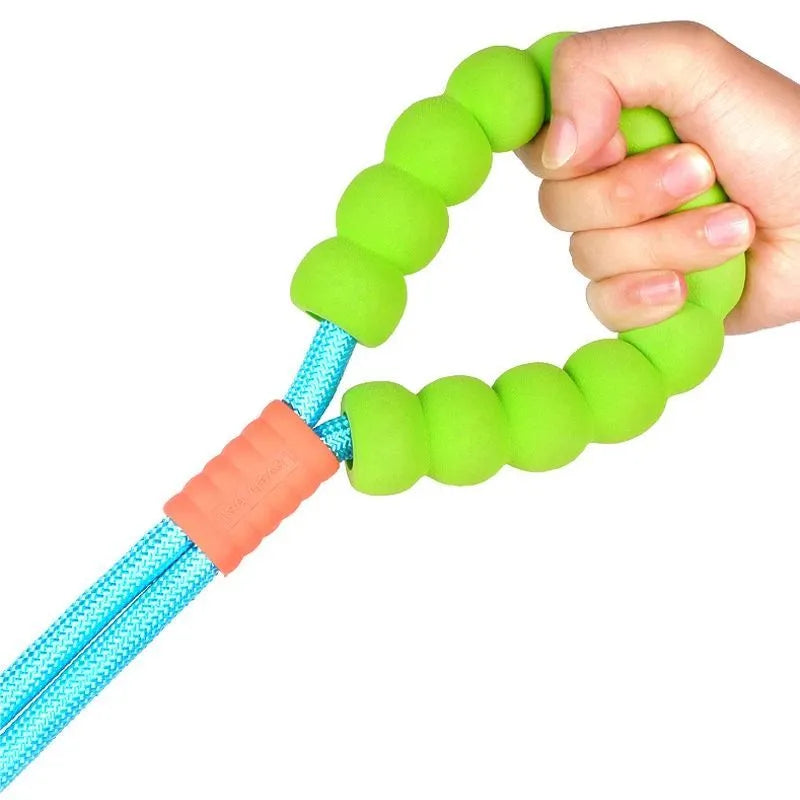 Nylon dog leash with anti-slip foam handle in choice of four colours.