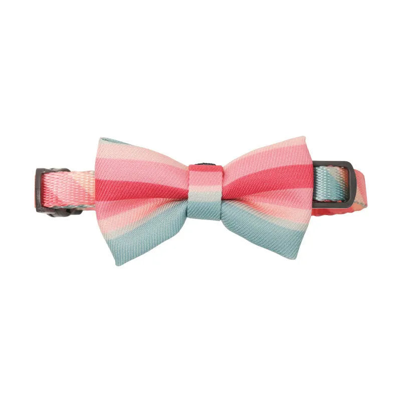 Adjustable dog collar with necktie and bow tie, 18-30cm neck, polyester and POM, multiple colours.