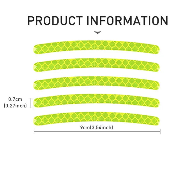 20 pack car wheel hub reflective stickers with arc pattern in various colours including fluorescent and luminous options