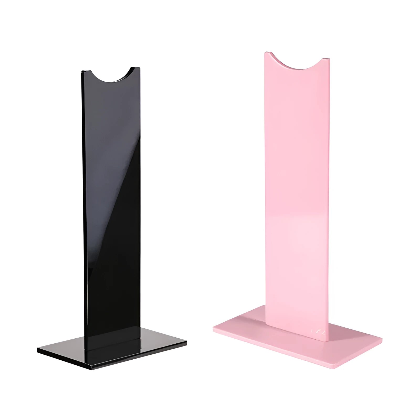 Pink detachable headphone stand with non-slip silicone base measuring 14x7.5x25.5cm