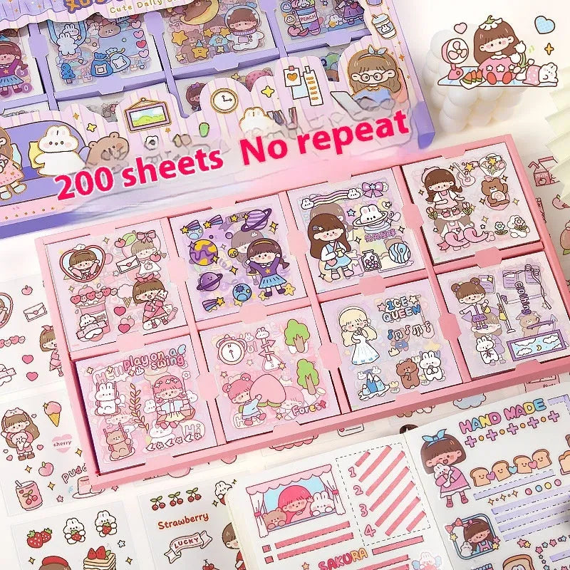 Children's sticker goo card notebook showing five colourful theme options for craft activities