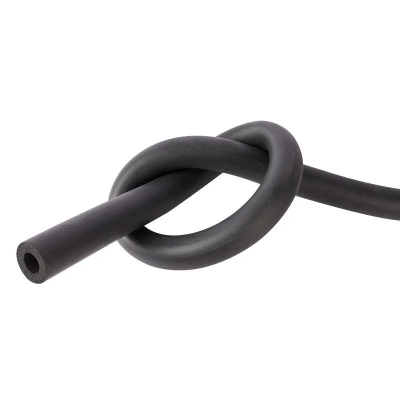 Self-adhesive rubber and plastic pipe insulation tubing in various thicknesses and diameters.