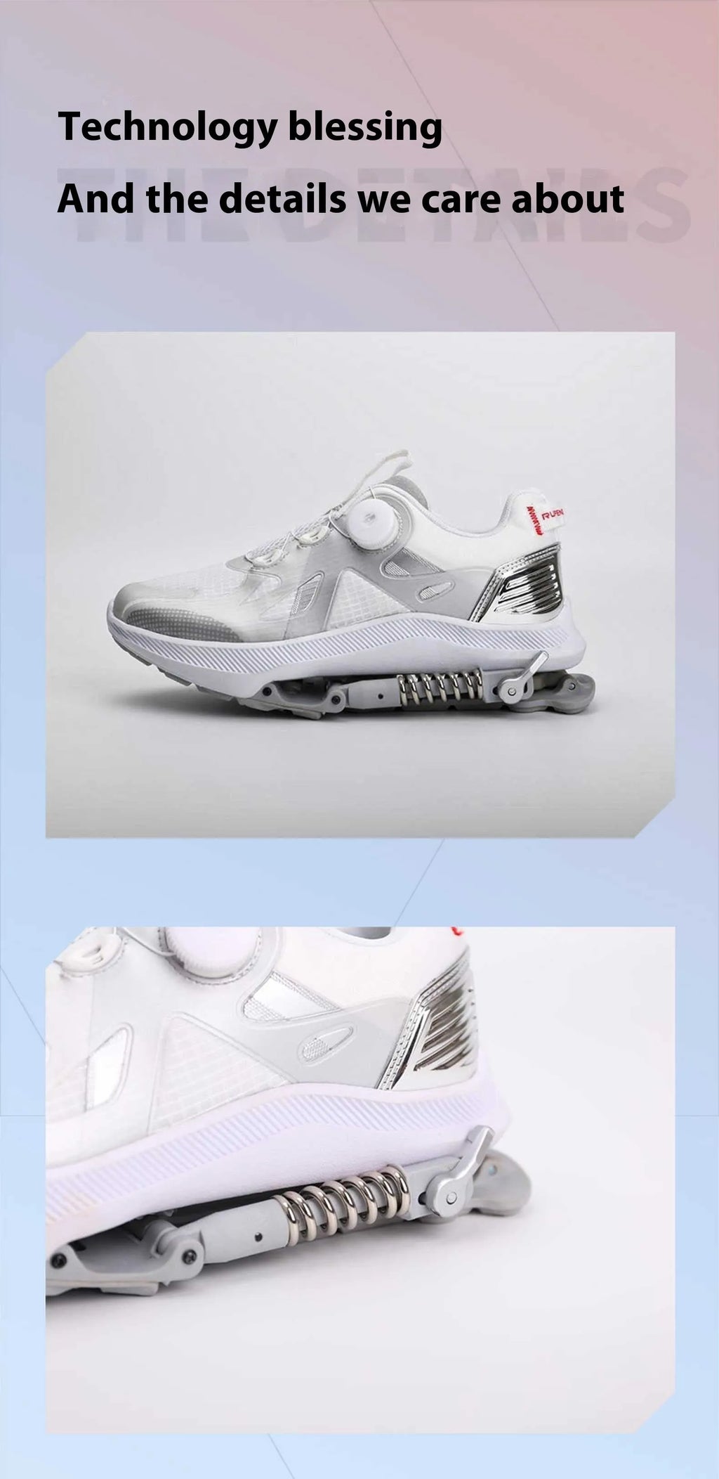 Black Tech running shoes with mesh upper, buckle fastening, and rubber sole on a white background.