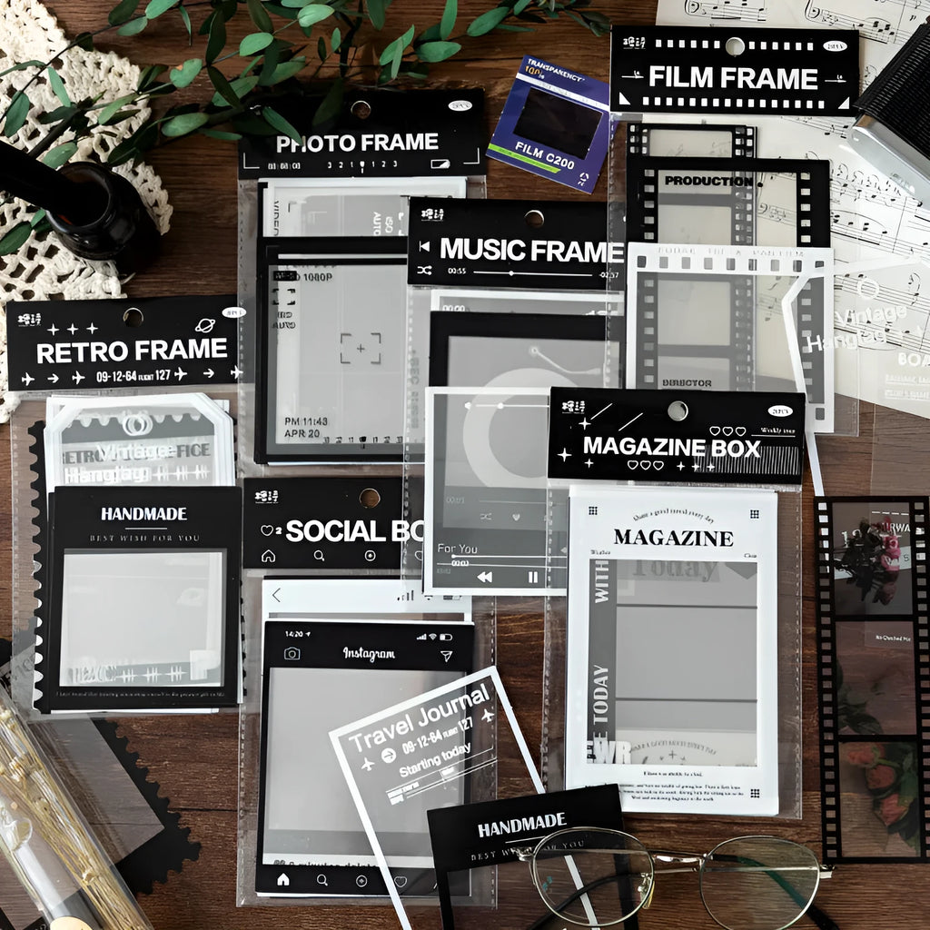 Frame Series retro decorative stickers pack with 15 sheets and six design themes