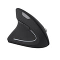 Left hand vertical wireless mouse in black ergonomic design with thumb buttons