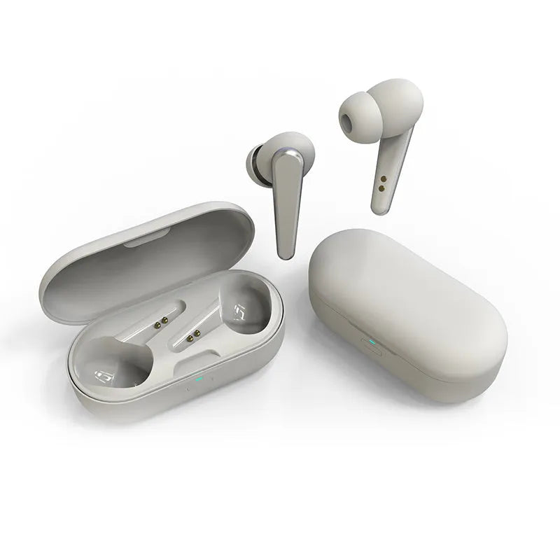 Black, blue, green, pink, and white ANC active noise cancelling Bluetooth in-ear headphones.