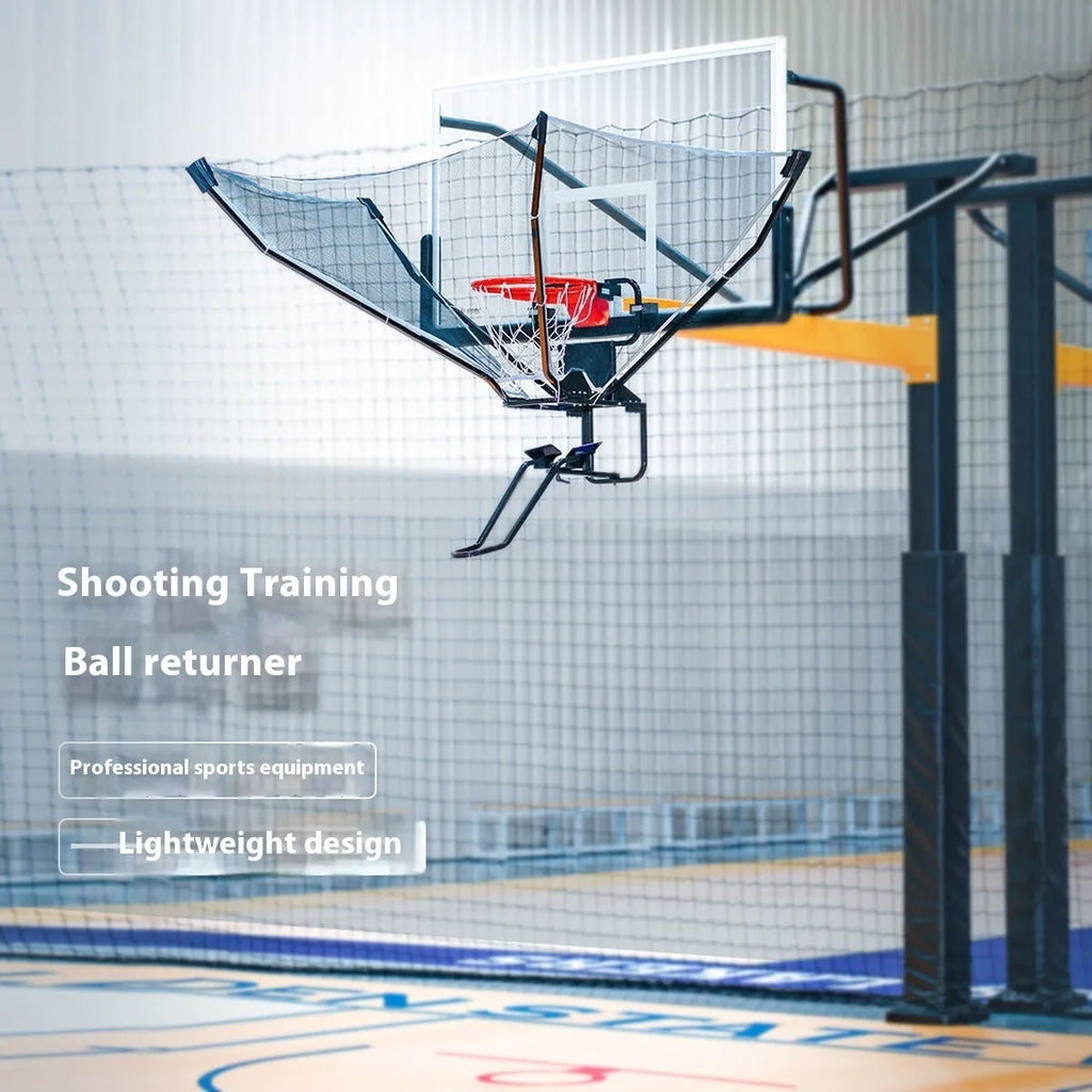Portable basketball training equipment with automatic ball return hanging for solo shooting practice