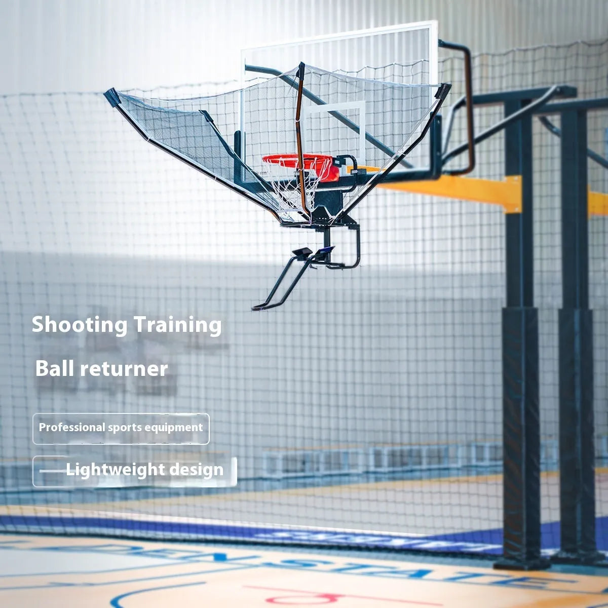 Portable basketball training equipment with automatic ball return hanging for solo shooting practice