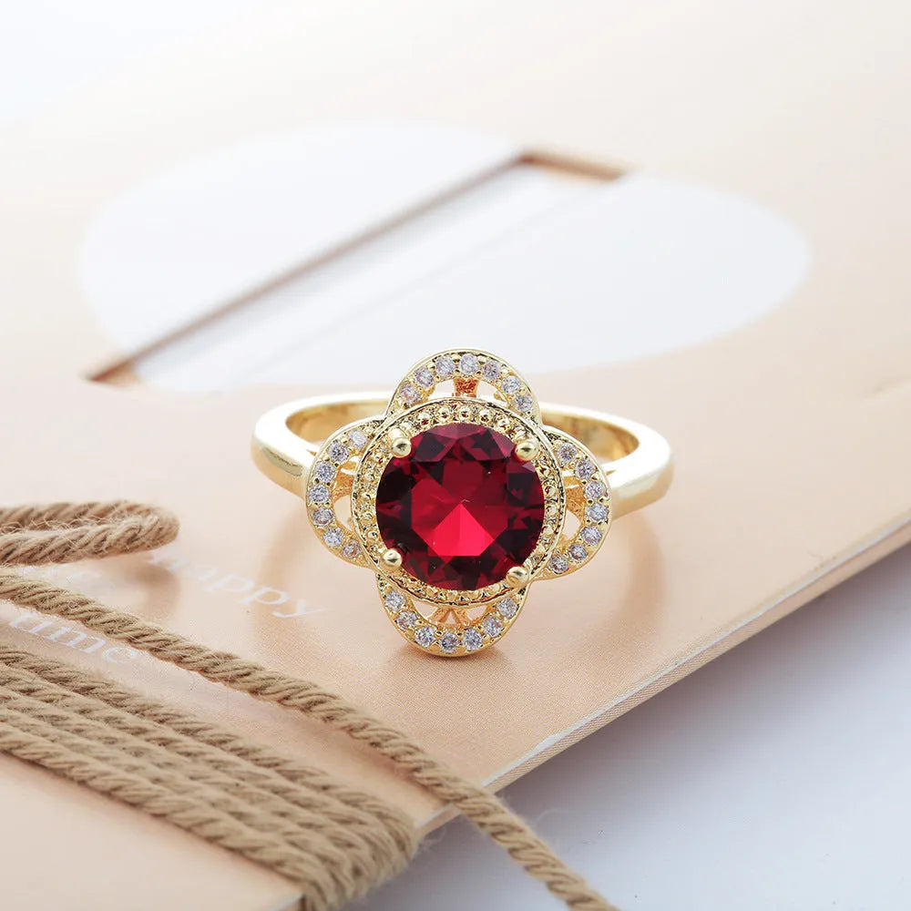 Fruit-shaped zircon ring with an electroplated copper band in sizes 7, 8, and 9.