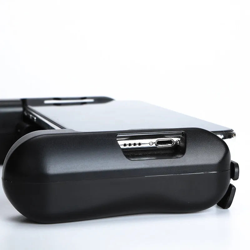 Black Cooling Bluetooth Controller P2 for iPhone gaming with extended battery.