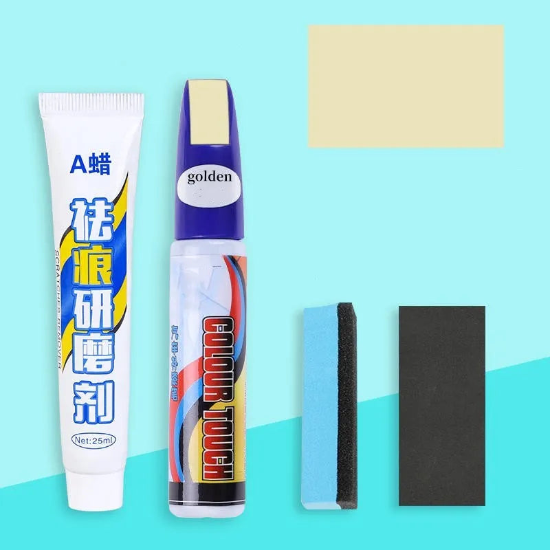Automotive paint repair pen scratch repair fluid 4-piece kit with touch-up paint pen and accessories