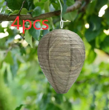 A beehive-shaped collapsible paper lantern with a wire frame, shown in its expanded state.