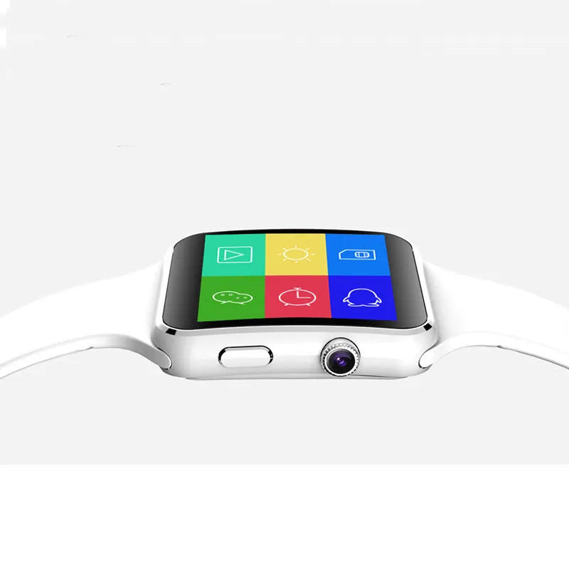 Black smart watch with 1.54 inch HD touchscreen and silicone strap on a wrist.