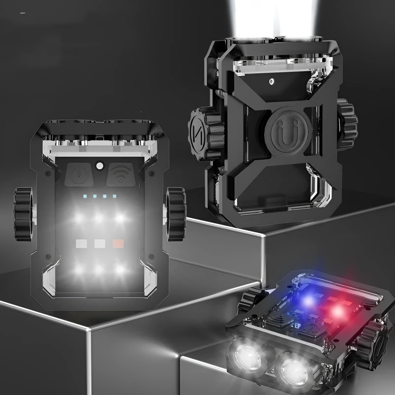 Black aluminium keychain flashlight with USB-C charging port and built-in keyring attachment