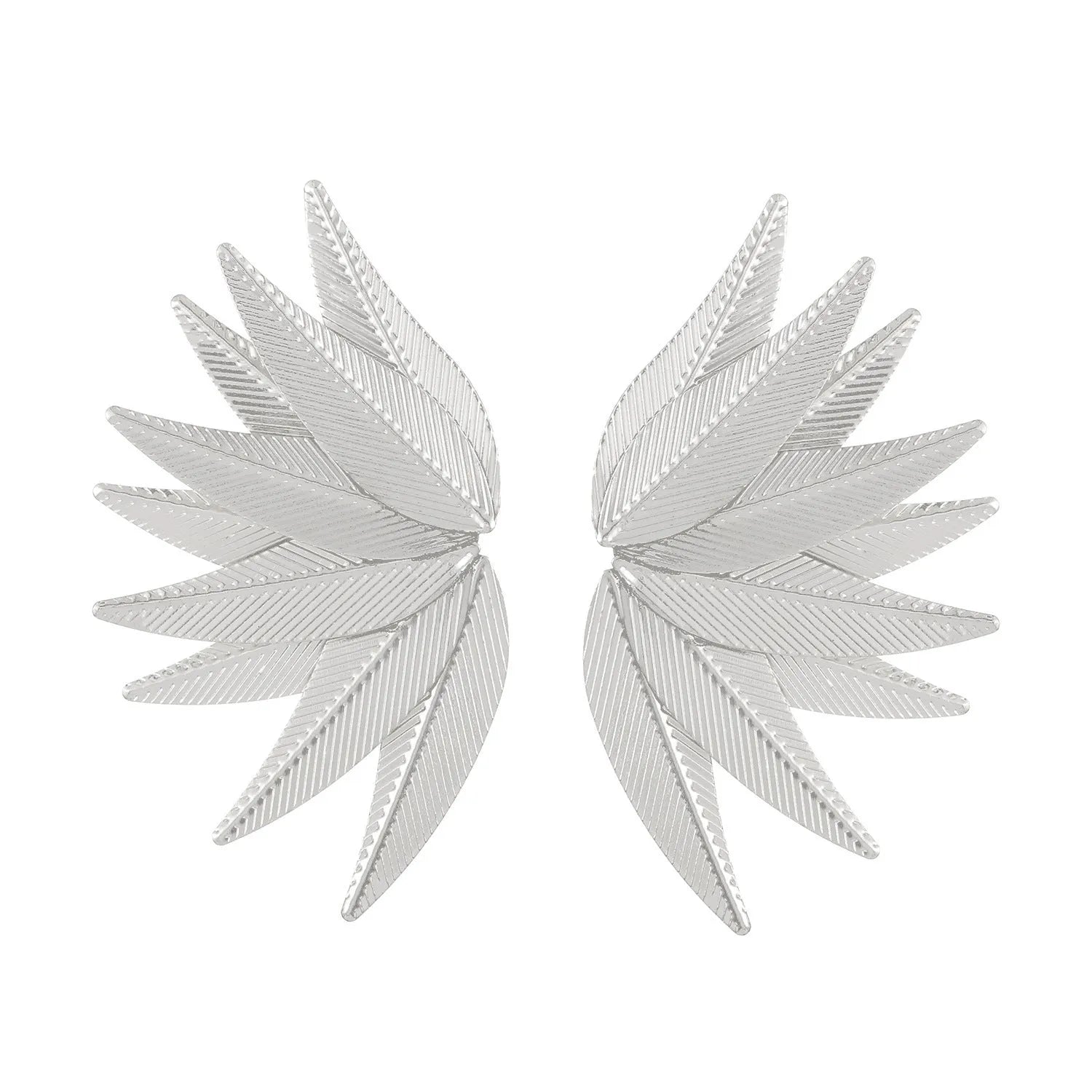 Gold and white leaf-shaped alloy patch earrings with botanical design details