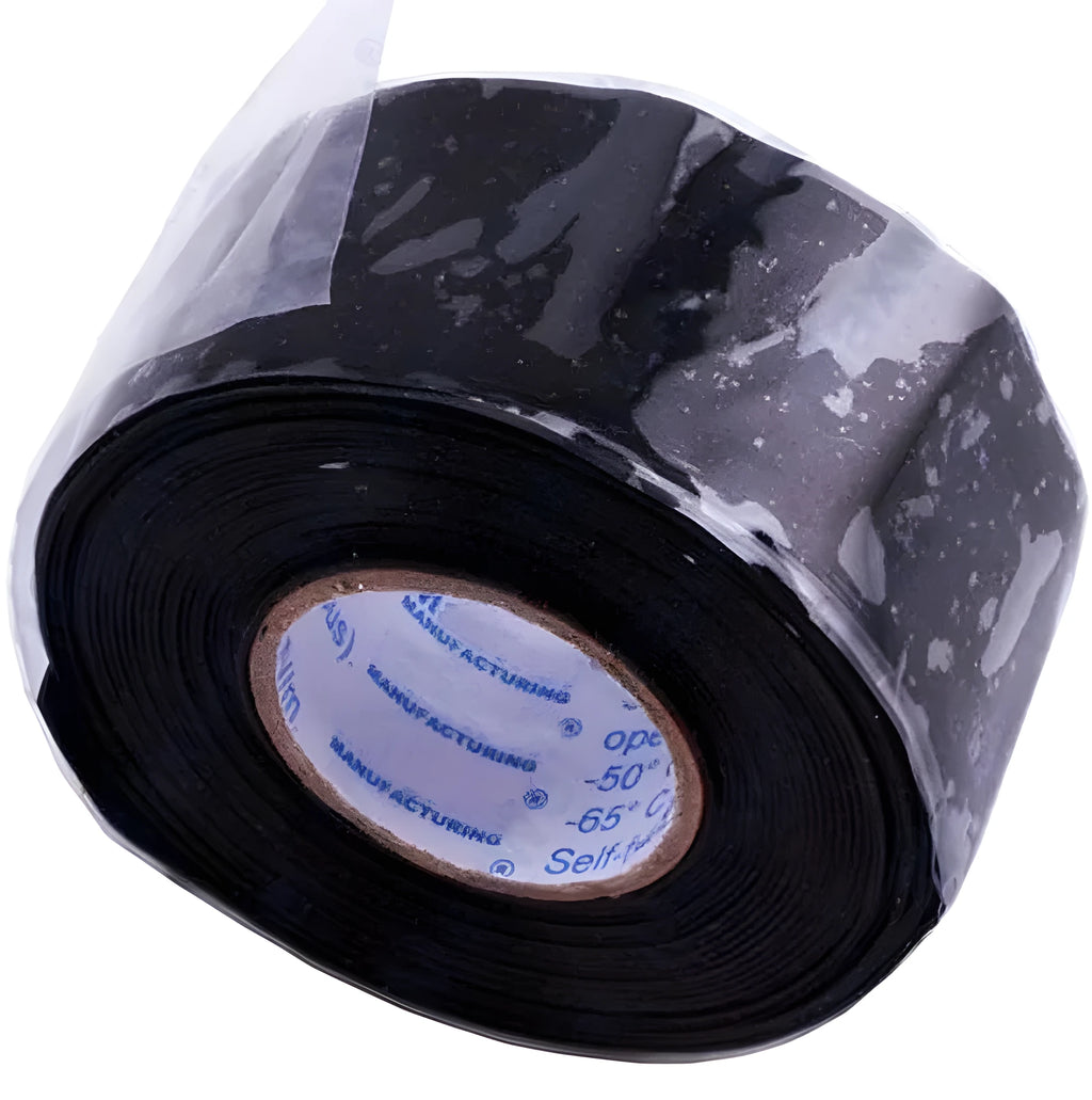 Black waterproof silicone repair tape, 3 metre roll, for leaky hoses, pipes and electrical insulation