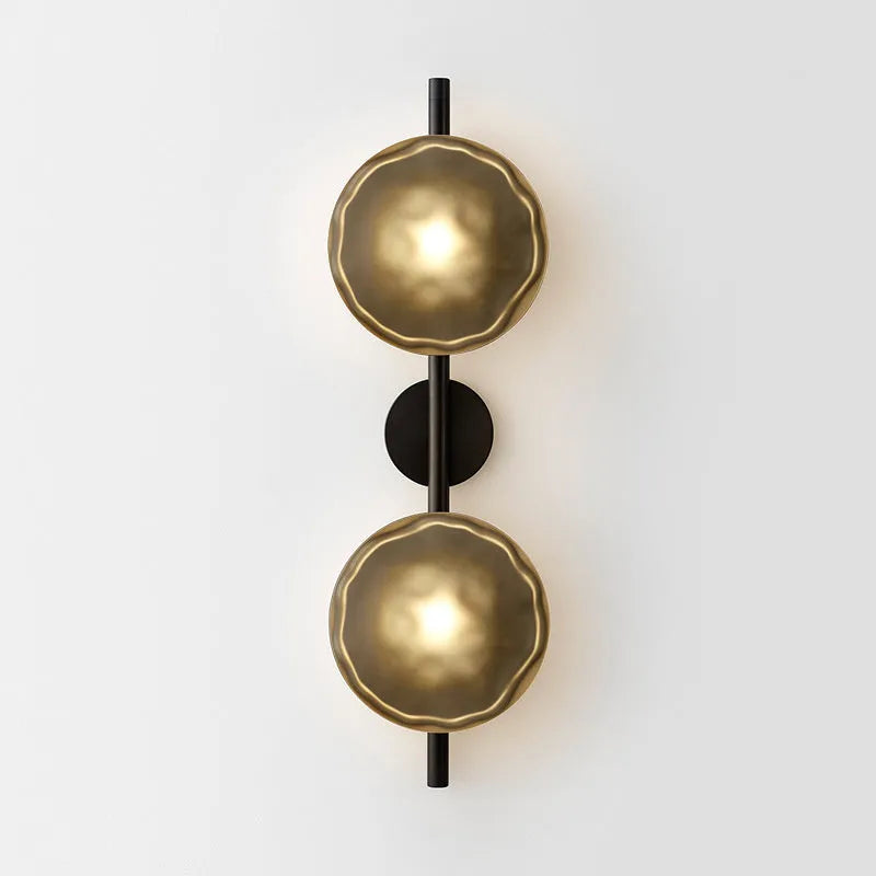 Bedside hotel glass art wall lamp with transparent frosted shade and iron frame