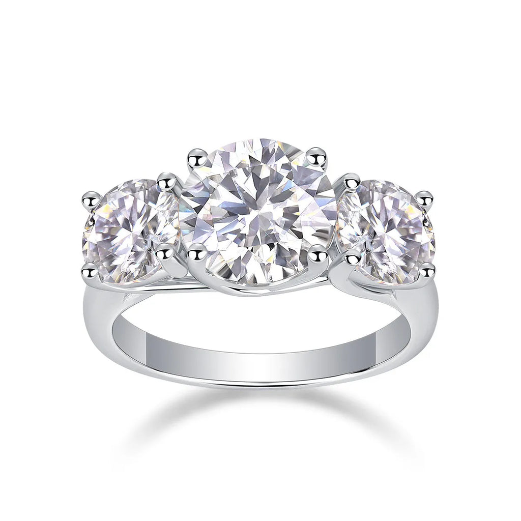 Three Lives Of Fortune wedding ring set with 3-carat moissanite in S925 silver platinum plated band with GRA certificate on gift box