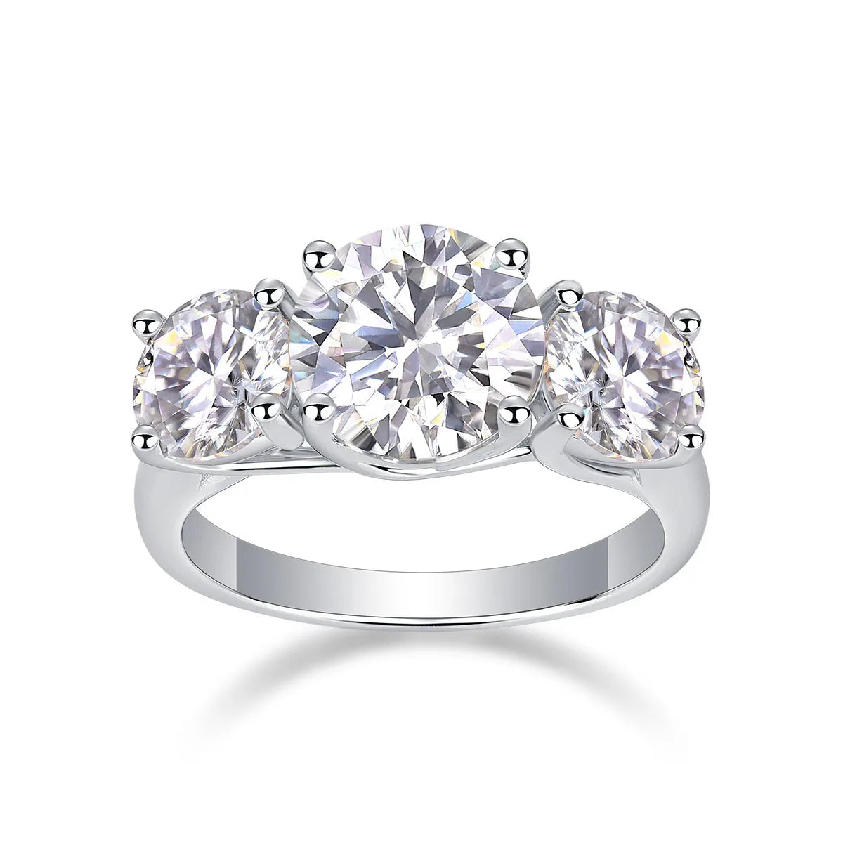 Three Lives Of Fortune wedding ring set with 3-carat moissanite in S925 silver platinum plated band with GRA certificate on gift box