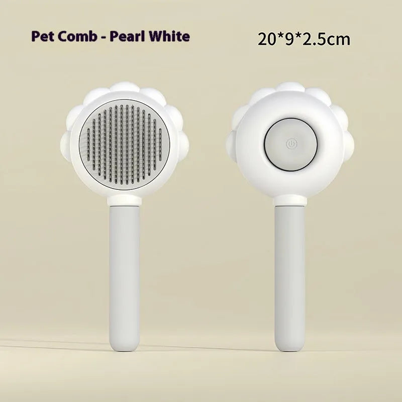 2 in 1 self cleaning dog brush comb with spray in green, plastic and stainless steel, 20x9x2.5 cm