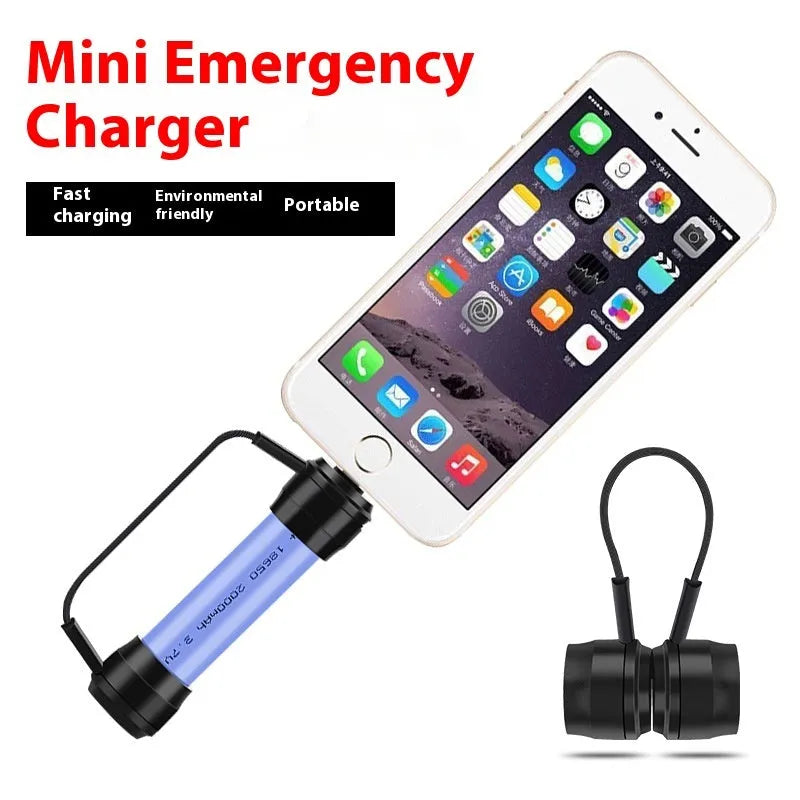 Mini portable iPhone emergency power bank with Apple interface battery and USB input