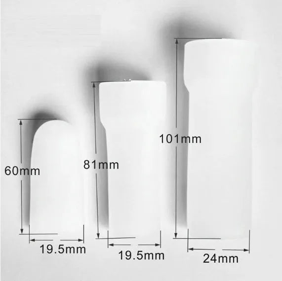 Blue silicone male masturbator cup shown in small, medium, and large sizes