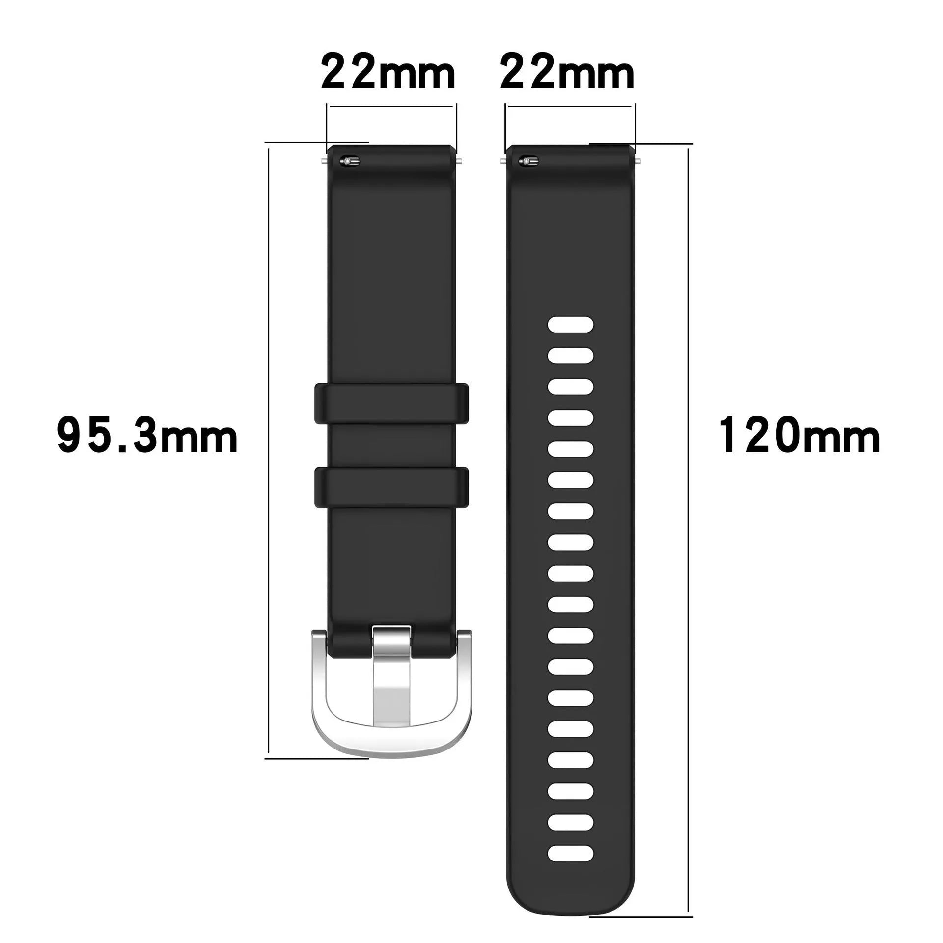 Sports-style silicone watch strap for Jiaming watches in multiple colours and widths.