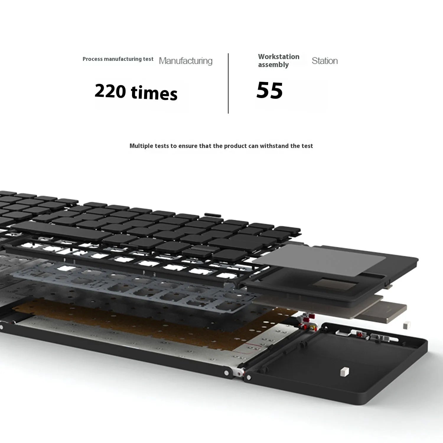 Black tri-fold Bluetooth keyboard showing folded and unfolded positions with thin 0.8cm profile