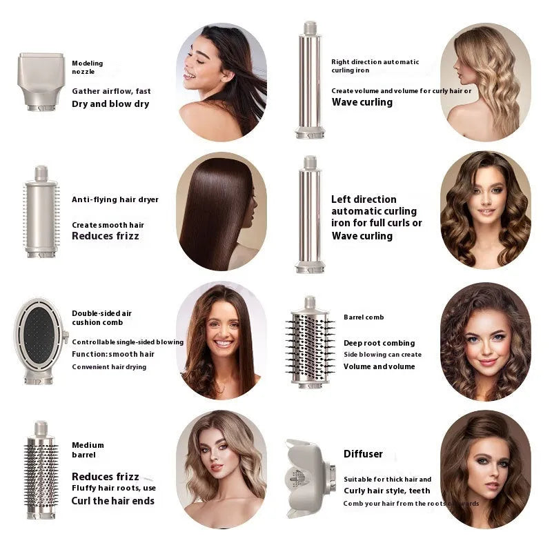 High-speed hot air automatic roll folding electric hair dryer in Champagne Gold with folding handle