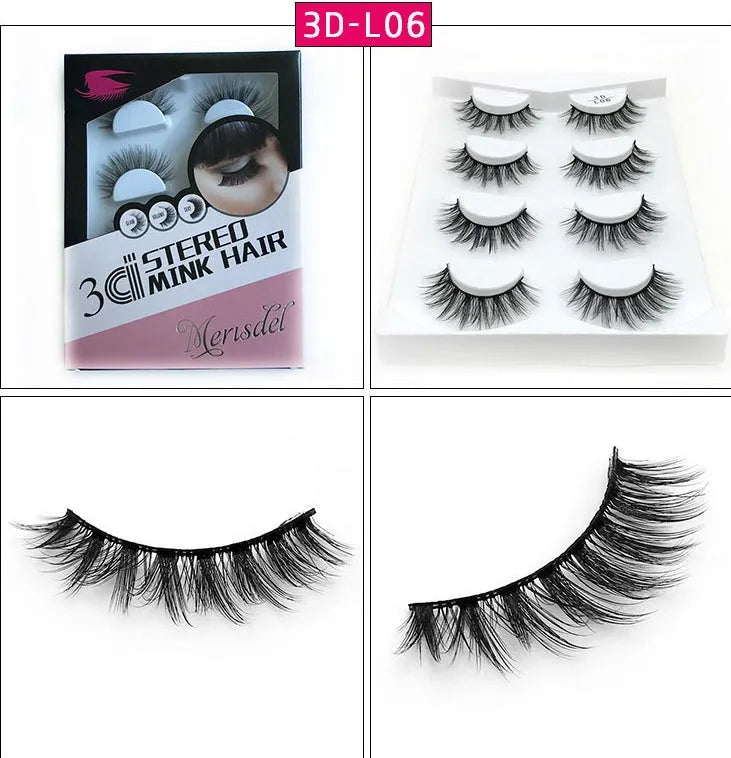 3D false eyelashes handmade from imported fiber with wispy design in L01 style