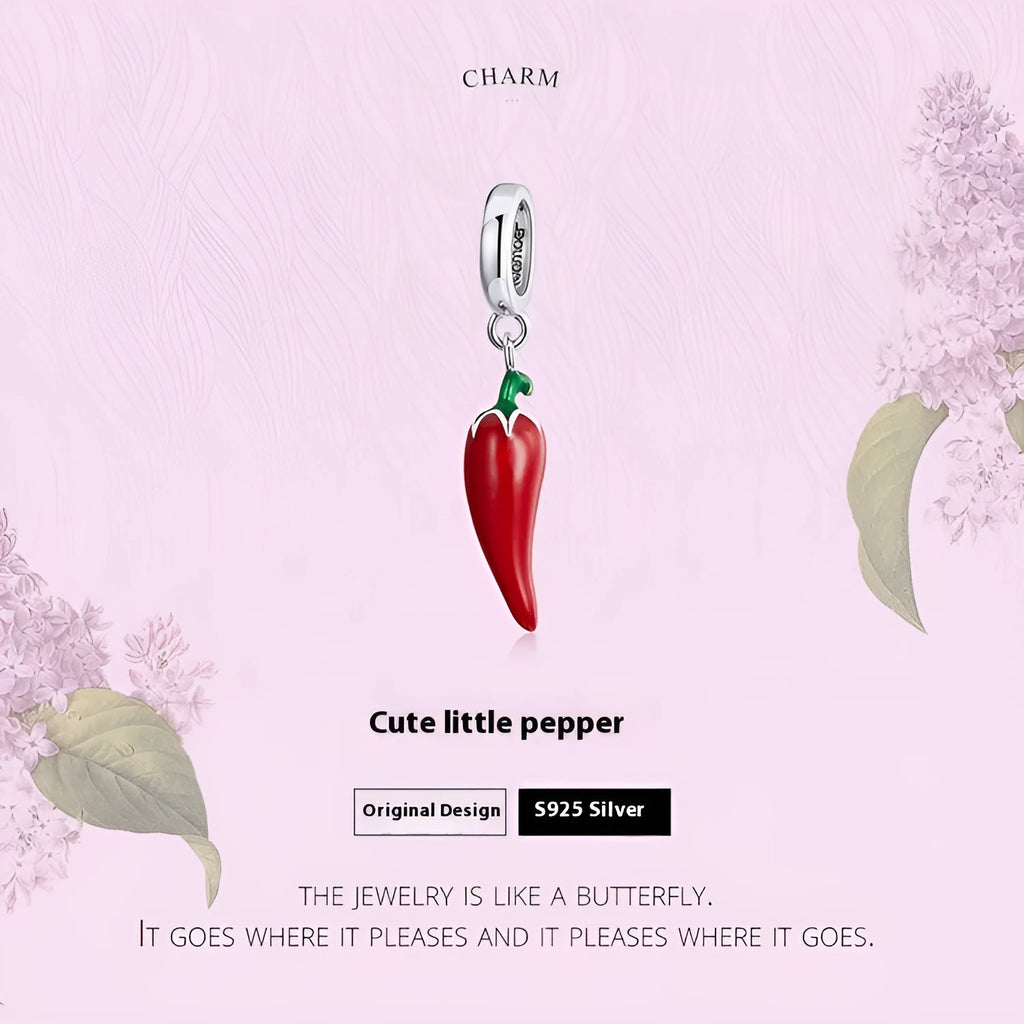 Korean style pepper leaf pendant in S925 sterling silver with electroplated BSC461 colour finish